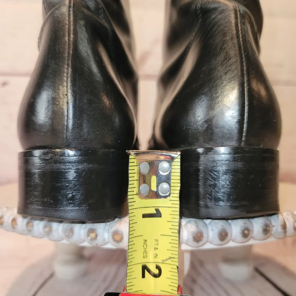 RITZ New York Black  Leather Moto Combat Ankle Lace-up Boots Size 36.5 EU, 6 US - Picture 9 of 12